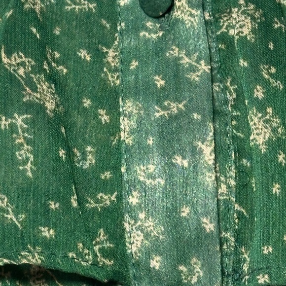 LOTUS & LAVENDER silky pleated green top long sleeve button up round Neck XL - Picture 5 of 5